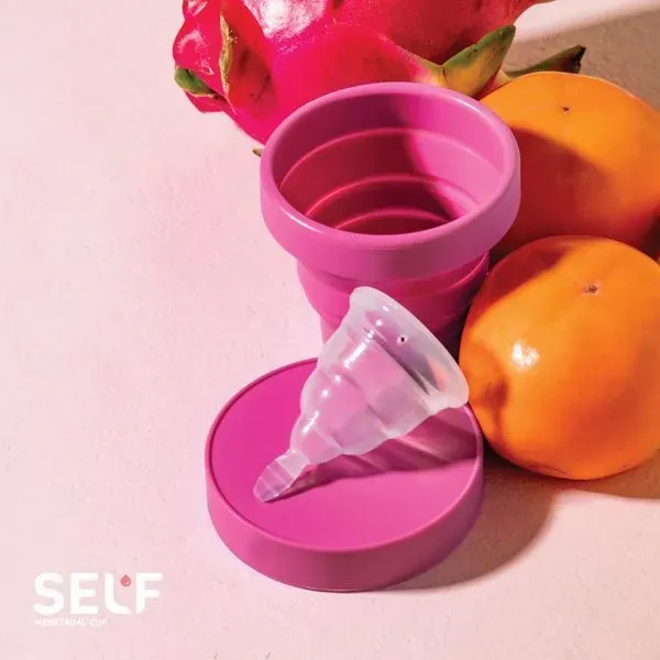 Self cup - Menstrual cup in Liquid Silicone with foldable cleaning cup