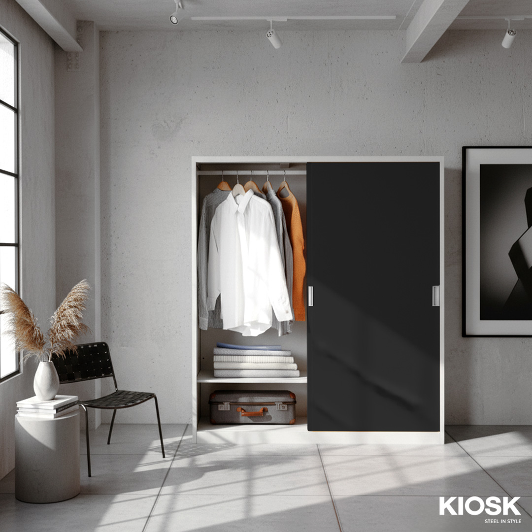 KIOSK SDS-160K Sliding Door Steel Wardrobe 160 cm with Rail