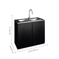 Kitchen Cabinet dengan wastafel 2 mangkuk dari stainless steel 304 + Kran Sensor Teknologi Tinggi-12
