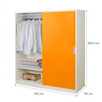 KIOSK ตู้เสื้อผ้าเหล็กบานเลื่อน รุ่น SDS-120K 120 ซม. พร้อมราวแขวน-7