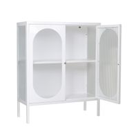 Sleek Medium-Sized 2-Tier Display Cabinet with 3-Sided Curved Wave Glass and 20 cm High Legs-6