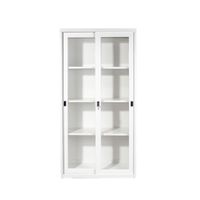 KOL Sliding Glass Door Cupboard with 3 Adjustable Shelves and Lock-3