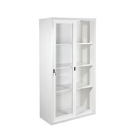 KOL Sliding Glass Door Cupboard with 3 Adjustable Shelves and Lock-2