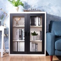 2 glass door book cabinet-3